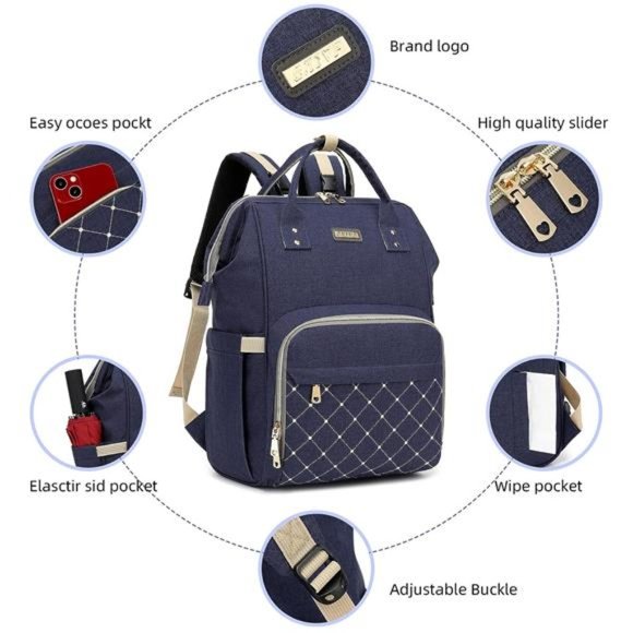 Diaper Bag Backpack, Diaper Bags for Baby Girls Boys, Baby Bags for Moms Dads - Picture 6 of 6